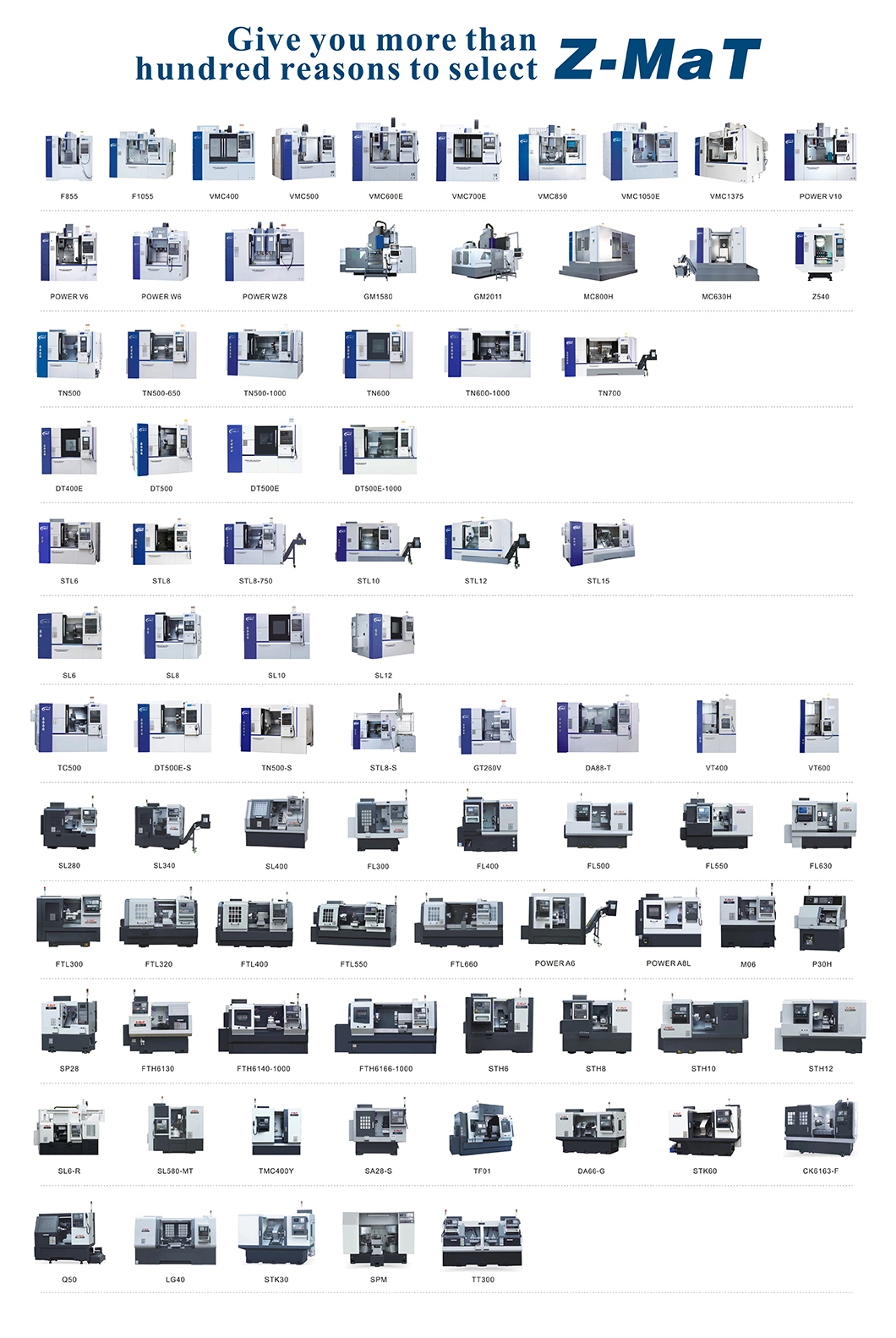 Flat Bed Turning Lathe/Metal lathe/CNC Turning Machine/CNC machine with Tailstock Z-MaT FTL500/1000