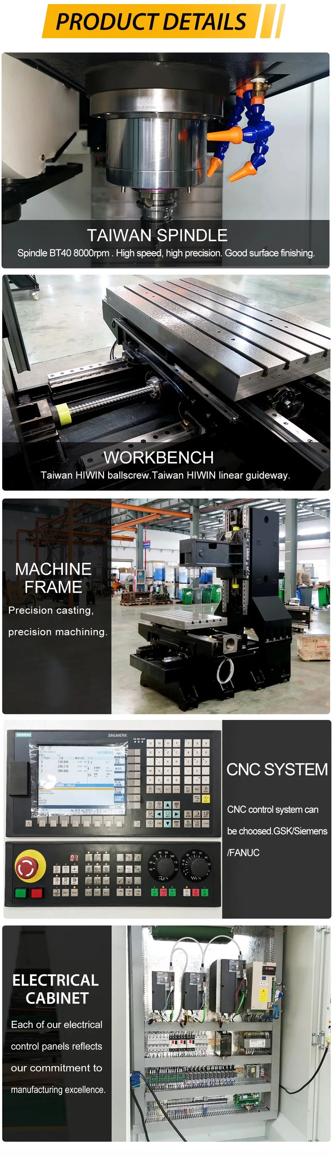 High Precision Heavy Duty Vertical Vmc CNC Machining Center with Price